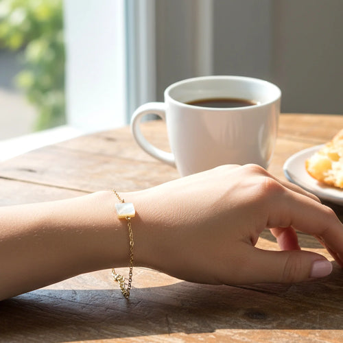 Elegant Adjustable Chain Bracelet with Square Stone Charm