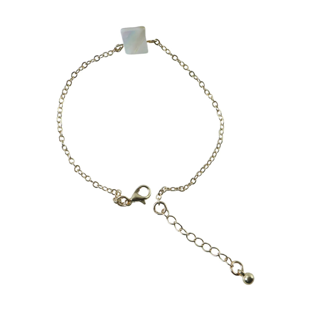 Elegant Adjustable Chain Bracelet with Square Stone Charm