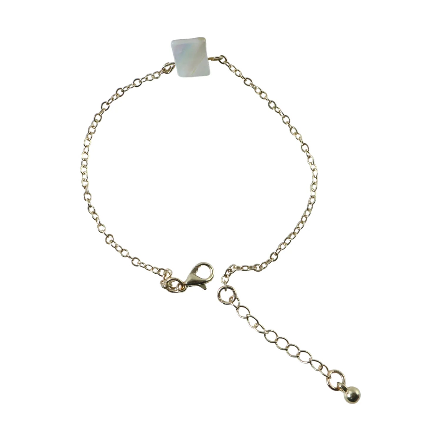Elegant Adjustable Chain Bracelet with Square Stone Charm