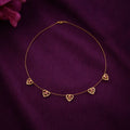 Elegant Gold-Tone Multi-Heart Charm Necklace with Red Crystals