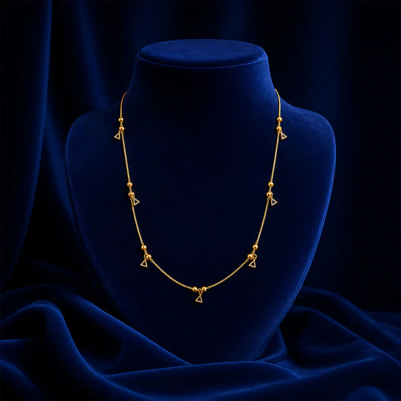 Gold-Plated Triangle CZ Necklace – Dainty Bead Chain | PEP