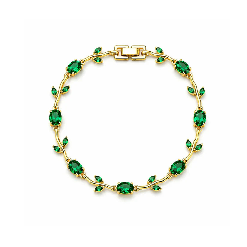 Gold-Plated Tulip Vine Crystal Bracelet for Women & Girls