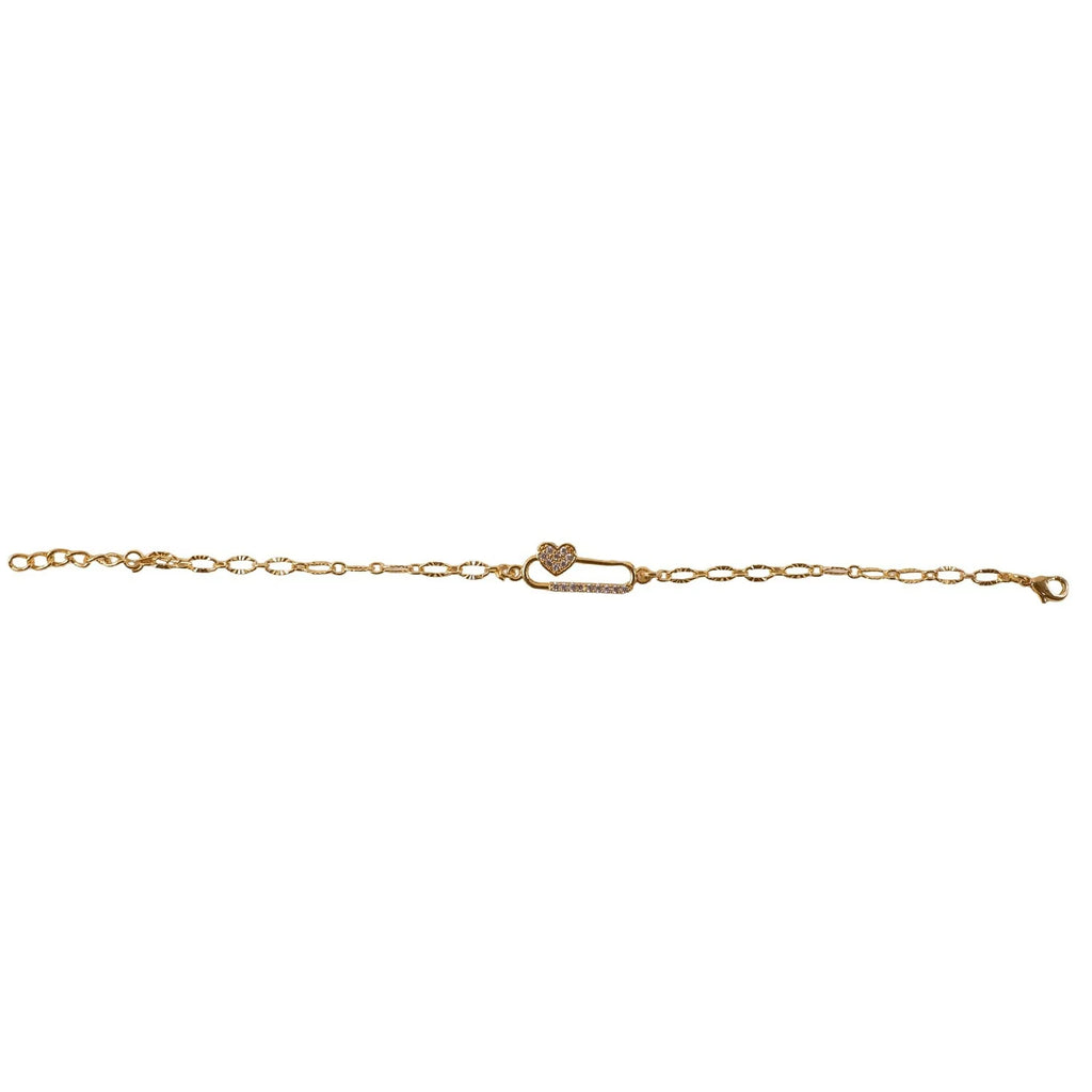 Gold Plated Infinity Charm Bracelet with Heart Detail