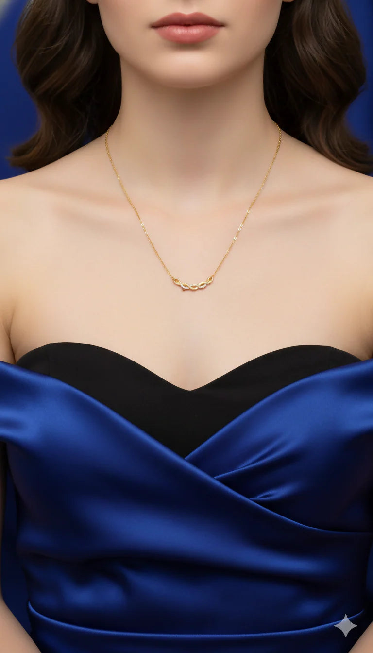 Infinity Knot Gold Necklace with AD For women and girls