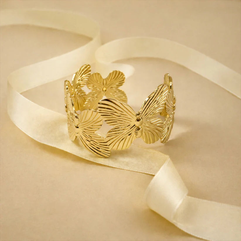 Korean Style Floral Gold Plated Bracelet for Women & Girls