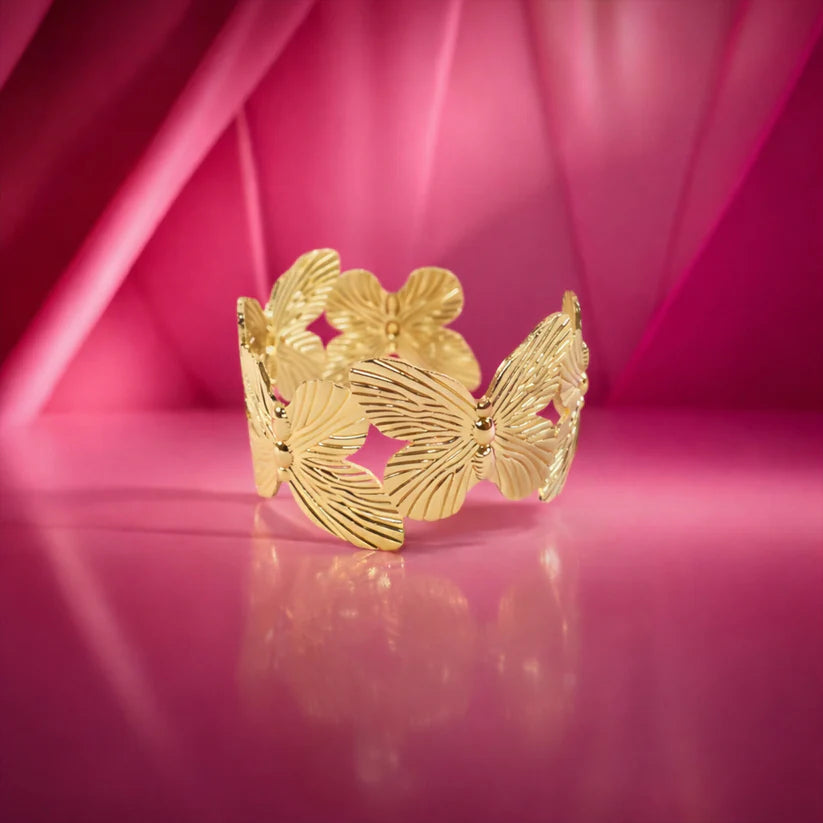 Korean Style Floral Gold Plated Bracelet for Women & Girls