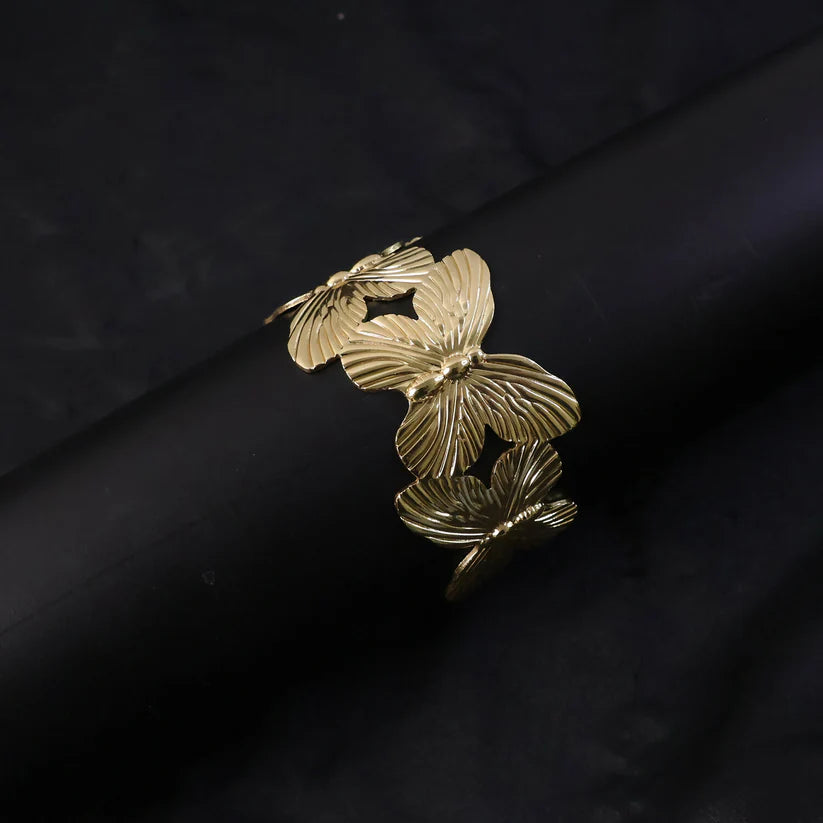 Korean Style Floral Gold Plated Bracelet for Women & Girls