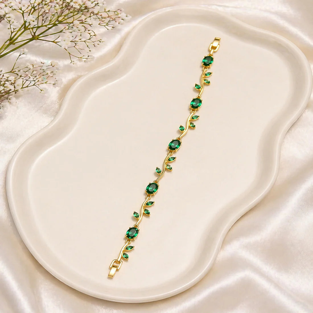 Gold-Plated Tulip Vine Crystal Bracelet for Women & Girls