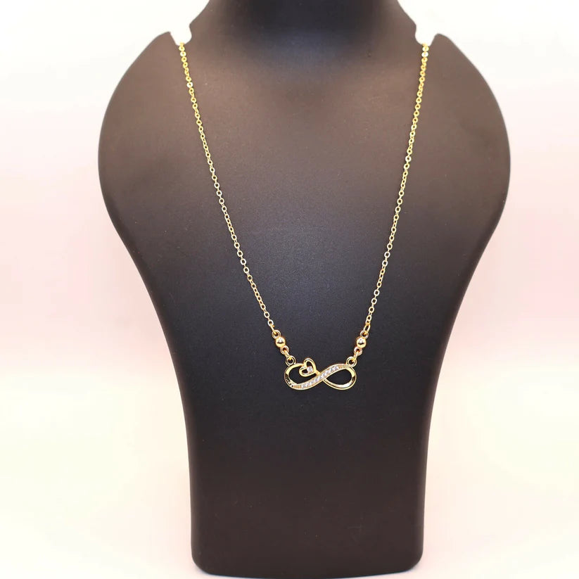 Gold Plated Infinity Heart Necklace with CZ Stones for Women